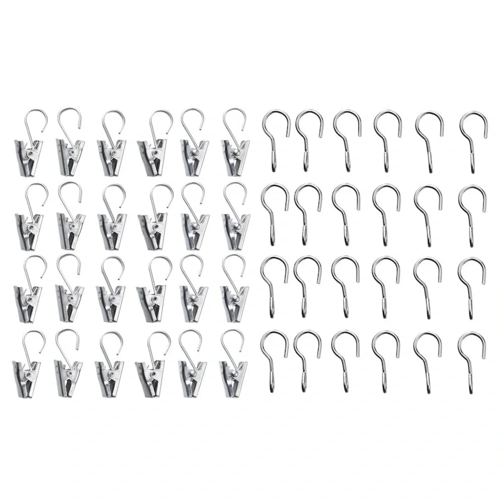 IKEA Riktig set of 24 stainless steel hooks w clips for Photos or curtains NWT